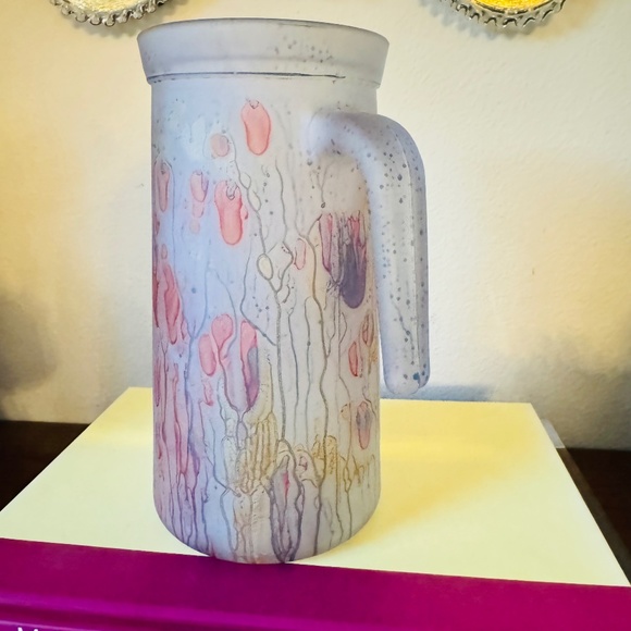 Rueven Vintage Nouveau Art Glass Company Pitcher & 6 glasses Italy Hand Painted - Picture 5 of 8